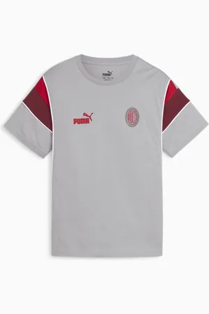 PUMA AC Milan Ftblarchive Youth T-Shirt, Concrete Grey/Tango Red, size 116, Clothing