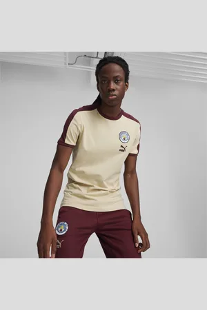PUMA Manchester City F.C. Ftblheritage T7 T-Shirt Men, Granola/Aubergine, size L, Clothing