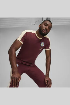 PUMA Manchester City F.C. Ftblheritage T7 T-Shirt Men, Aubergine/Granola, size 3XL, Clothing