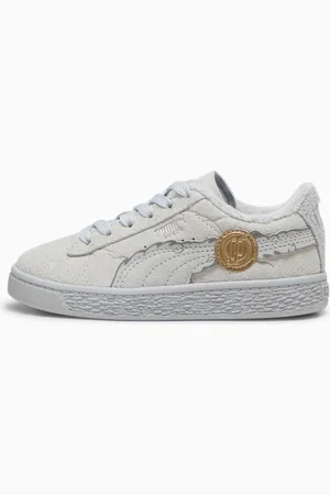 PUMA X One Piece Suede Straw Hat Luffy Sneakers Kids, Feather Grey/Platinum Grey, size 29, Accessories