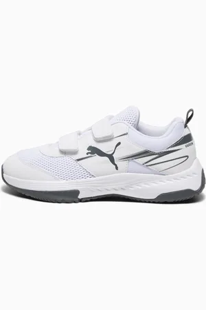 PUMA Varion II Indoor Sports Hook-And-Loop Shoes Kids, White/Shadow Grey, size 28, Shoes