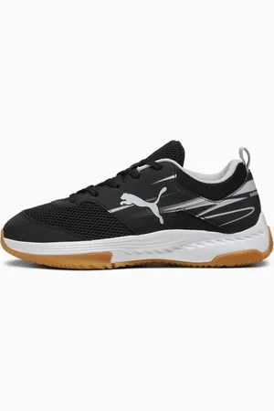 PUMA Varion II Indoor Sports Shoes Kids, Black/Cool Light Grey/Yellow Blaze, size 33, Shoes