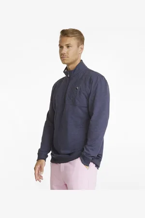 PUMA X Arnold Palmer Cloudspun Castle Quarter-Zip Golf Sweater Shirt Men, Dark Blue, size S, Clothing