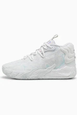 PUMA Mb.03 Iridescent Youth Basketball Shoes, White/Dewdrop, size 35,5, Shoes