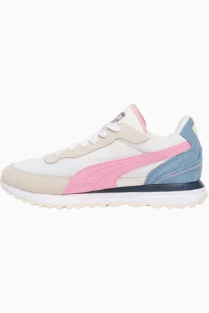 PUMA Road Rider Suede Thunder Sneakers Unisex, Warm White/Pink Lilac/Zen Blue, size 36, Shoes