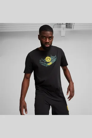 PUMA Borussia Dortmund Ftblicons Tee Shirt, Black/Faster Yellow, size L
