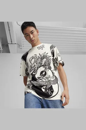 PUMA T-Shirt Ã ImprimÃ© All-Over x Staple, Warm White/Black, size L