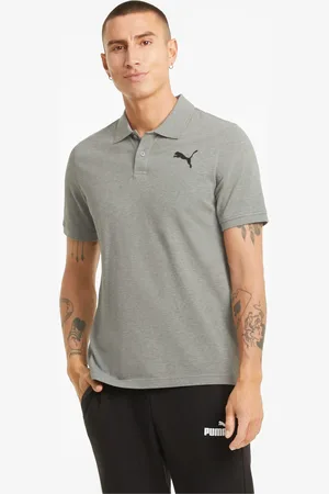 PUMA Essentials Pique Polo Shirt Men, Medium Grey Heather, size L, Clothing