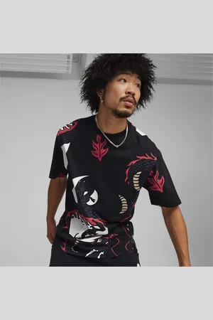 PUMA T-Shirt Ã ImprimÃ© All-Over x Staple, Black/Staple Pink, size XS