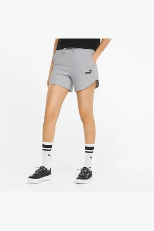PUMA Essentials High Waist Shorts Women, Light Grey Heather, size L, Clothing