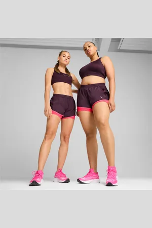 PUMA Run Fav Velocity 2-in-1 Shorts Women, Midnight Plum/Sunset Glow, size L, Clothing