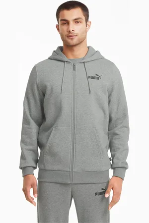 PUMA Essentials Full-Zip Logo Hoodie Men, Medium Grey Heather, size S, Clothing