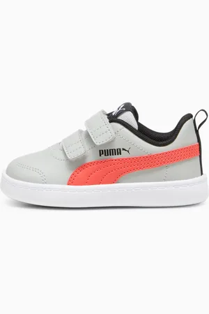 PUMA Courtflex V2 Trainers Toddler, Cool Light Grey/Active Red, size 21, Shoes