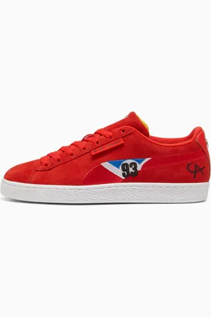 PUMA BMW M Motorsport Suede Calder Sneakers, Pop Red/Sport Yellow/Cool Cobalt, size 41, Shoes