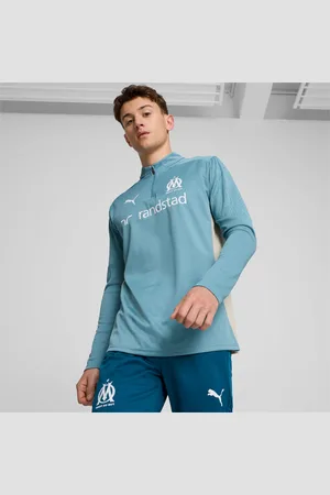 PUMA Olympique De Marseille Quarter-Zip Training Top Men, Bold Blue/Putty, size 3XL, Clothing