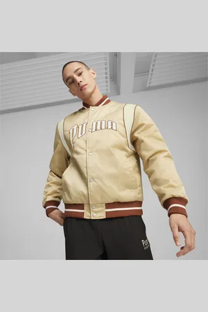 PUMA TEAM Varsity Jacket, Beige, Size M, Clothing