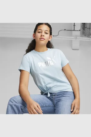 PUMA Essentials+ Logo Knotted Tee Youth, Blue, Size 3-4Y, Clothing