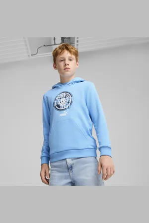 PUMA Manchester City ftbl CULTURE Hoodie Youth, Blue, Size 5-6Y, Clothing