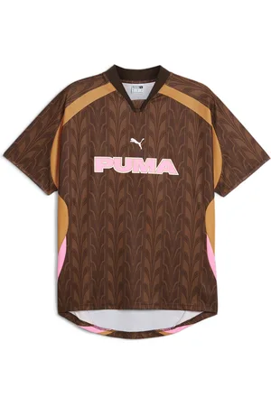 PUMA All-Over Print Football Jersey, Brown, Size XS, Clothing