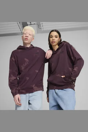 PUMA DOWNTOWN Relaxed Hoodie Unisex, Purple, Size S, Clothing
