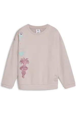 PUMA X TROLLS Graphic Crew Shirt Sweat Kids, Pink, Size 3-4Y, Shoes