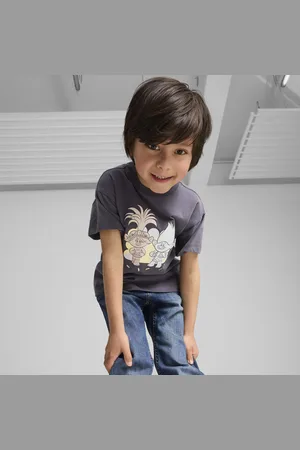 PUMA X TROLLS Graphic Tee Kids, Gray, Size 3-4Y, Clothing