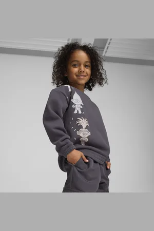 PUMA X TROLLS Graphic Crew Shirt Sweat Kids, Gray, Size 5-6Y, Clothing