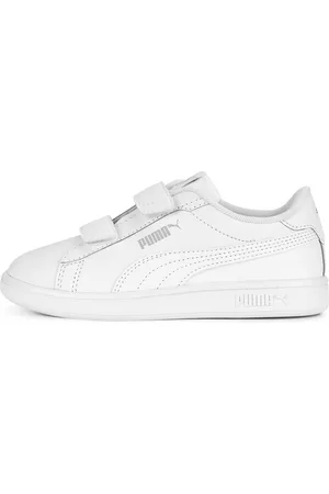 PUMA Smash 3.0 Leather V Sneakers Kids, White, Size 27.5, Shoes
