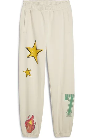 PUMA Getting Crafty Basketball Sweat Pants Unisex, White, Size XXL, Sport