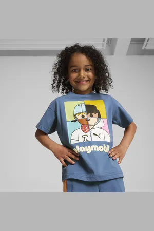 PUMA X PLAYMOBIL® Graphic Tee Kids, Blue, Size 3-4Y, Clothing