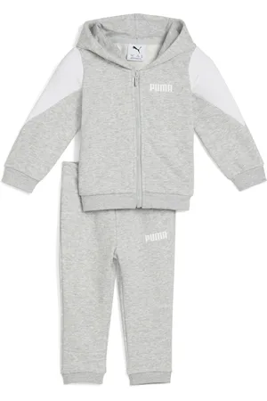PUMA Essentials Logo Hooded Full-Zip Set Toddler, Gray, Size 4-6M, Clothing