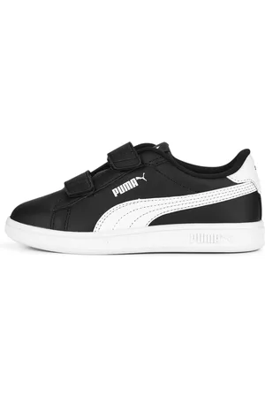 PUMA Smash 3.0 Leather V Sneakers Kids, Black, Size 27.5, Shoes