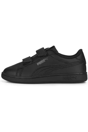 PUMA Smash 3.0 Leather V Sneakers Kids, Black, Size 27.5, Shoes