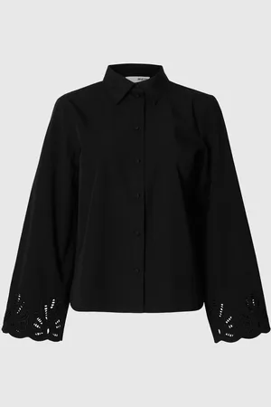 SELECTED Broderie Anglaise Langærmet Skjorte