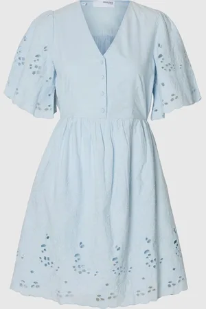 SELECTED Broderet Kort Kjole