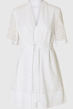 SELECTED Broderie Anglaise Kort Kjole