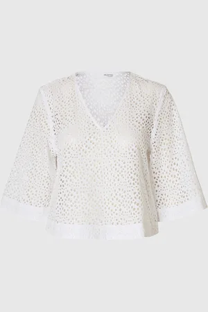 SELECTED Broderie Anglaise Kort Top