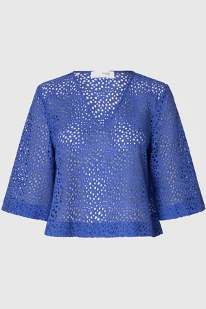 SELECTED Broderie Anglaise Kort Top
