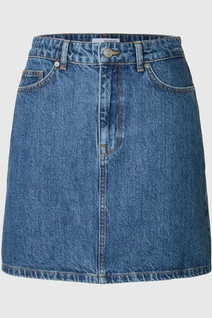 SELECTED Højtaljet Denimnederdel