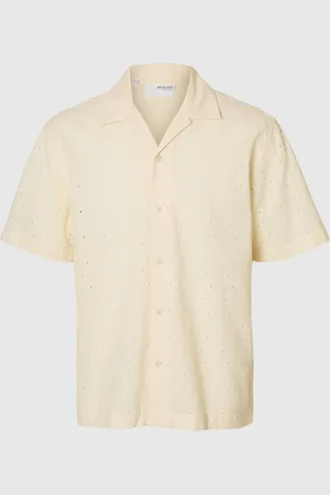 SELECTED Broderie Anglaise Kortærmet Skjorte