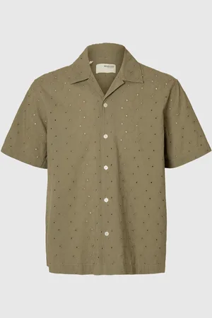 SELECTED Broderie Anglaise Kortærmet Skjorte