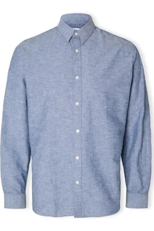 SELECTED Skjorter m. lange ærmer Noos Slimnew-linen Shirt L/S - Medium Blue Denim