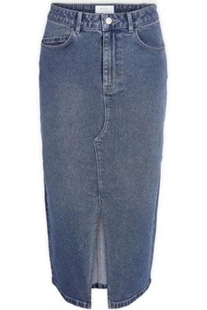 Noisy May Korte nederdele Noos Kath Midi Skirt - Medium Blue Denim