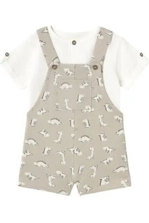 Mayoral Sæt 1650 Conjunto peto estampado y camiseta bebé Crudo