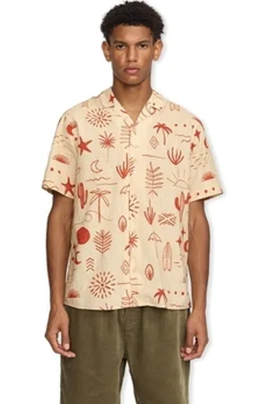 RVLT Skjorter m. lange ærmer Short Sleeved Cuban Shirt 3169 - Red