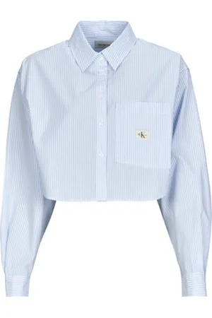 Calvin Klein Skjorter / Skjortebluser WOVEN LABEL CROPPED SHIRT