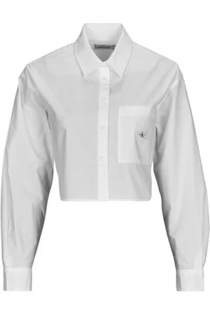 Calvin Klein Skjorter / Skjortebluser WOVEN LABEL CROPPED SHIRT