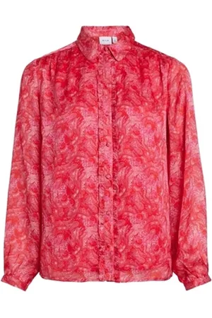 VILA Bluser Shirt Layla Vie L/S - Pink Yarrow