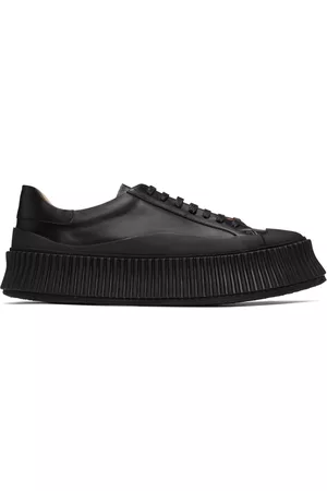 Jil Sander Mænd Sneakers - Black Leather Platform Sneakers