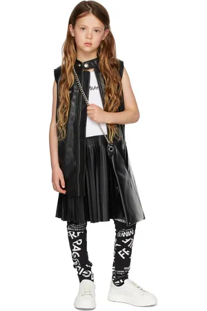 MM6 MAISON MARGIELA Kids Black Faux-Leather Biker Dress